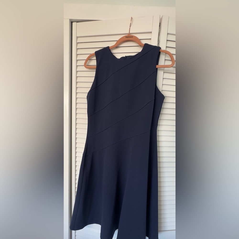 London Times Blue One Shoulder Sheath Dress